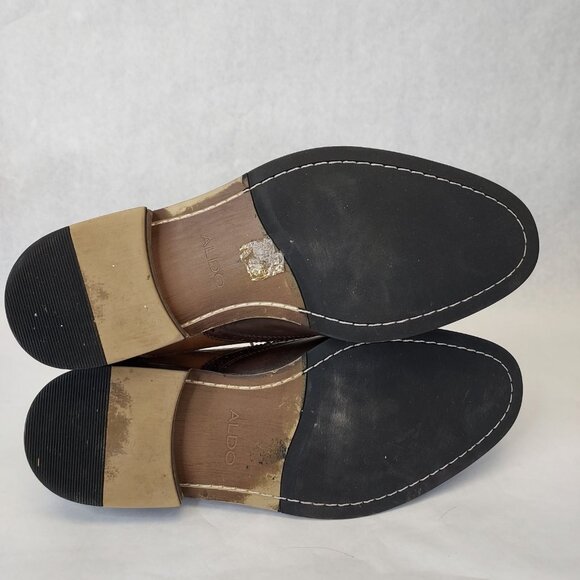 Aldo Wingtip Oxford Brogue Men's 8 Classic Dress Shoes Leather Brown Tan Lace up - Picture 10 of 16